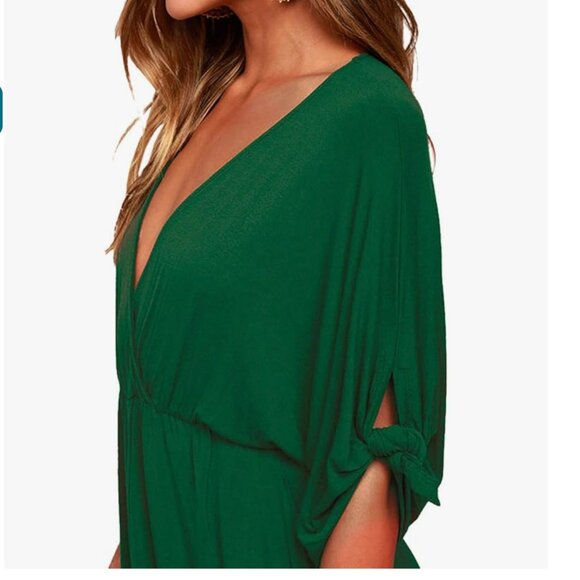 Vibrant Green Mini Dress with Sleek Design - Picture 4 of 9